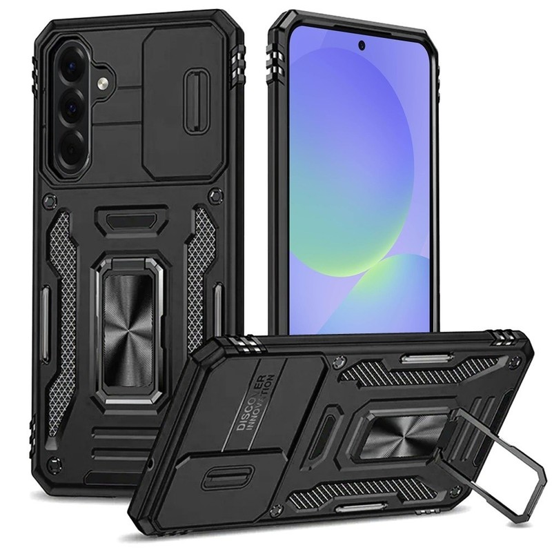 For Samsung Galaxy A37 5G Phone Case Ring Holder with Privacy Camera Lens Cover