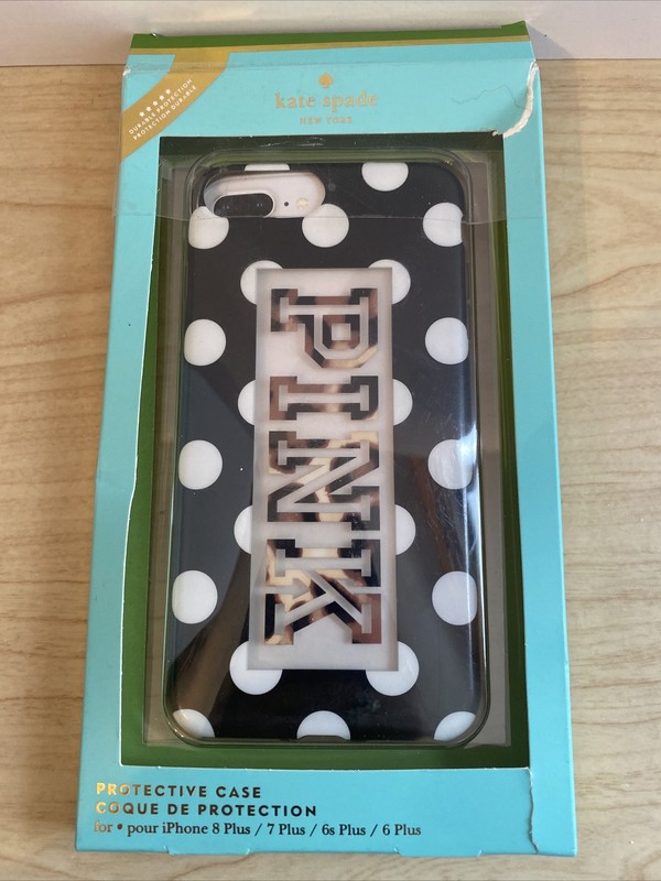 KATE SPADE Case for iPhone 8/7/6s/6 Plus Black/White Polka Dots PINK M-2