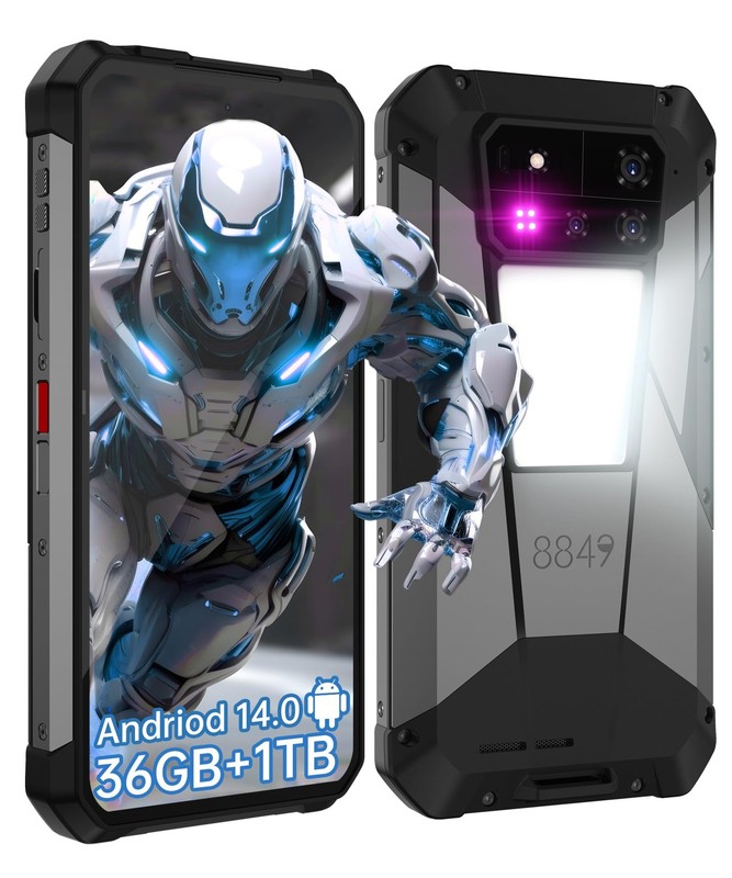 Rugged Phone 5G 36GB RAM 1TB Android 14 IP68 Waterproof TANK 4 Pro Led 8849 Cell