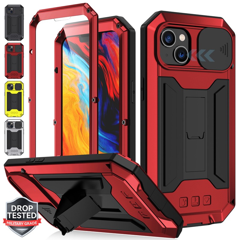 For iPhone 15 14 13 Pro Max Case Shockproof Aluminum Gorilla Glass Metal Cover