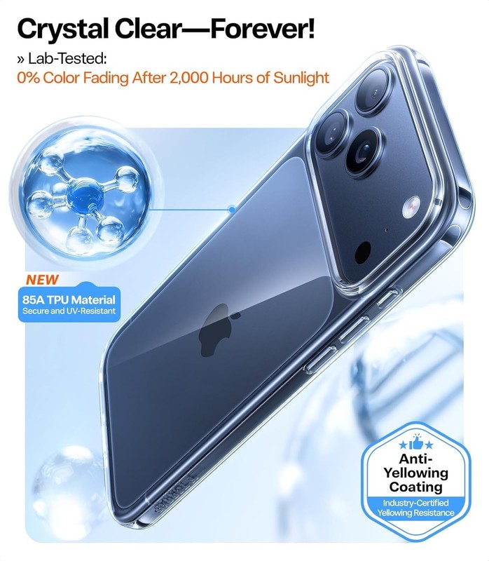 Crystal Clear Case for iPhone 17 Pro Max, Slim Transparent Anti-Scratch Back gallery
