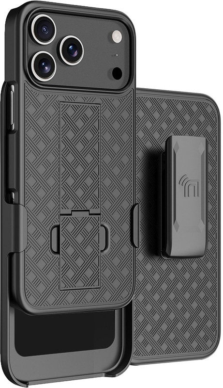 Slim Hard Case Stand and Belt Clip Holster Combo for iPhone 17 Pro Max – Black