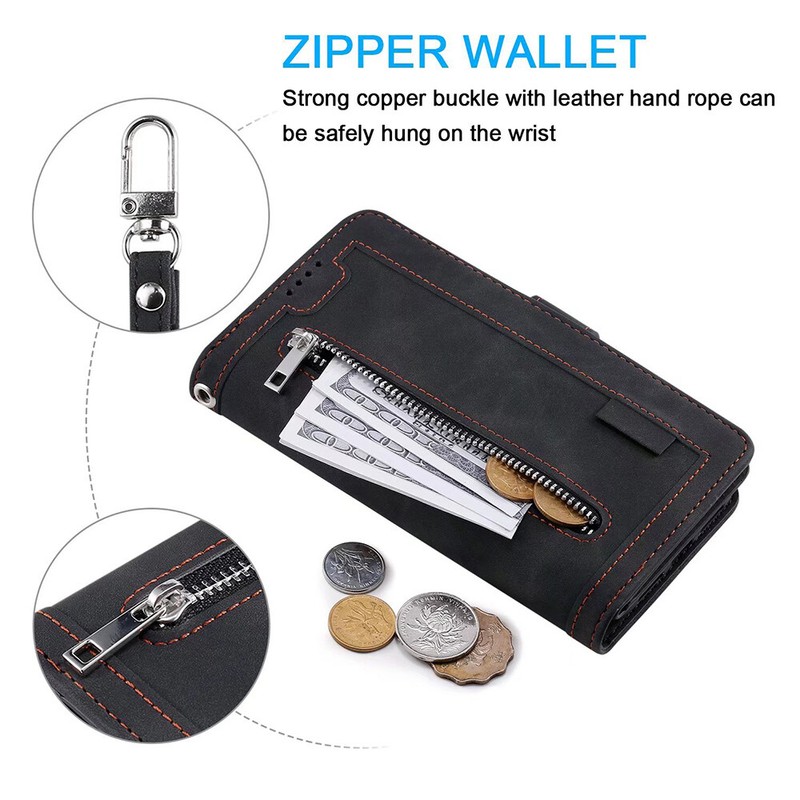 For Umidigi A13 Pro Max 5G Wallet Case,Leather Zipper Magnetic Flip Card Case gallery