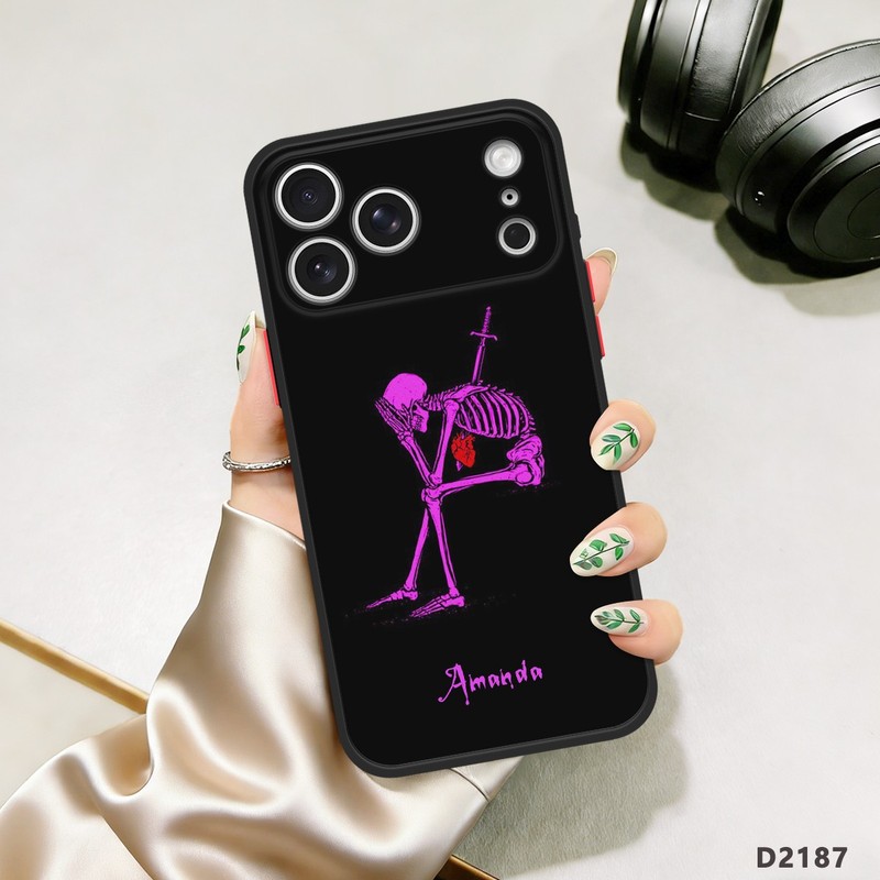 Rebel Skeleton Phone Cover For Samsung S26 Ultra S25 iPhone 17 Custom Matte Case