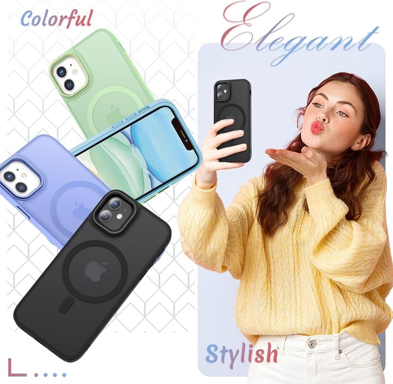 for iPhone 12 Case, 12 Pro with 1 Screen Protector, Matte Black gallery