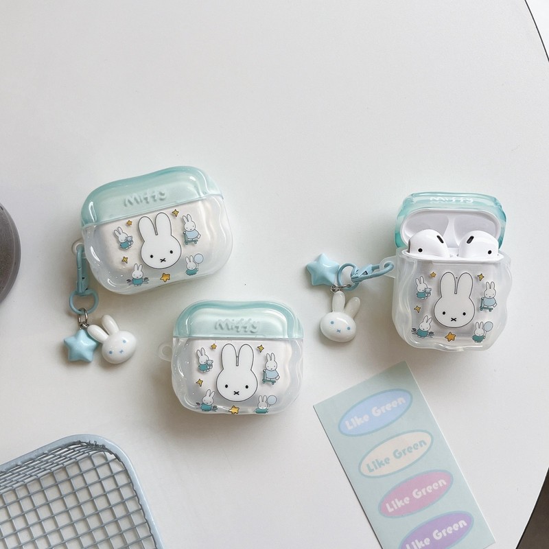 Mint Green White Bunny Earphone Case For Airpods Pro 3 Cover For Airpods 4 3 2