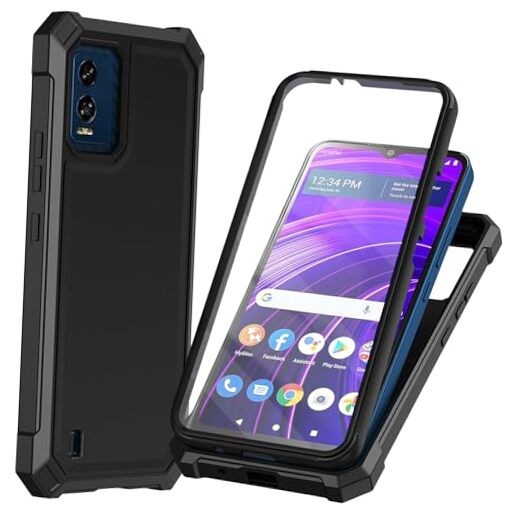 Compatible for BLU View Speed 5G B1550VL Case, [Built-in Tempered Glass Black