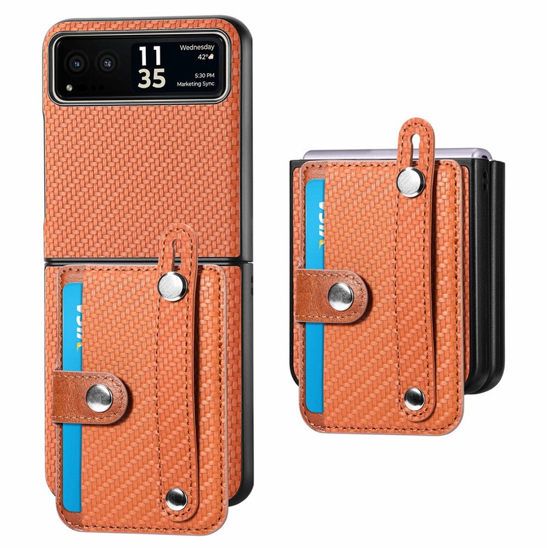 For Motorola Razr Plus 40 50 Wrist Strap Stand Leather Card Wallet Phone Case
