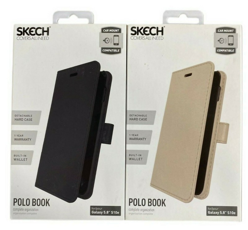 Skech Polo Book Wallet Credit Card Case for Samsung Galaxy S10e Black Or Gold