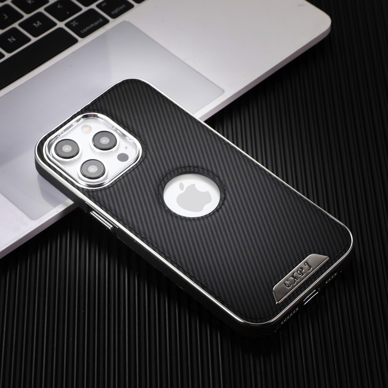For iPhone 13 ProMax Luxury electroplated carbon fiber patterned quakeproof case