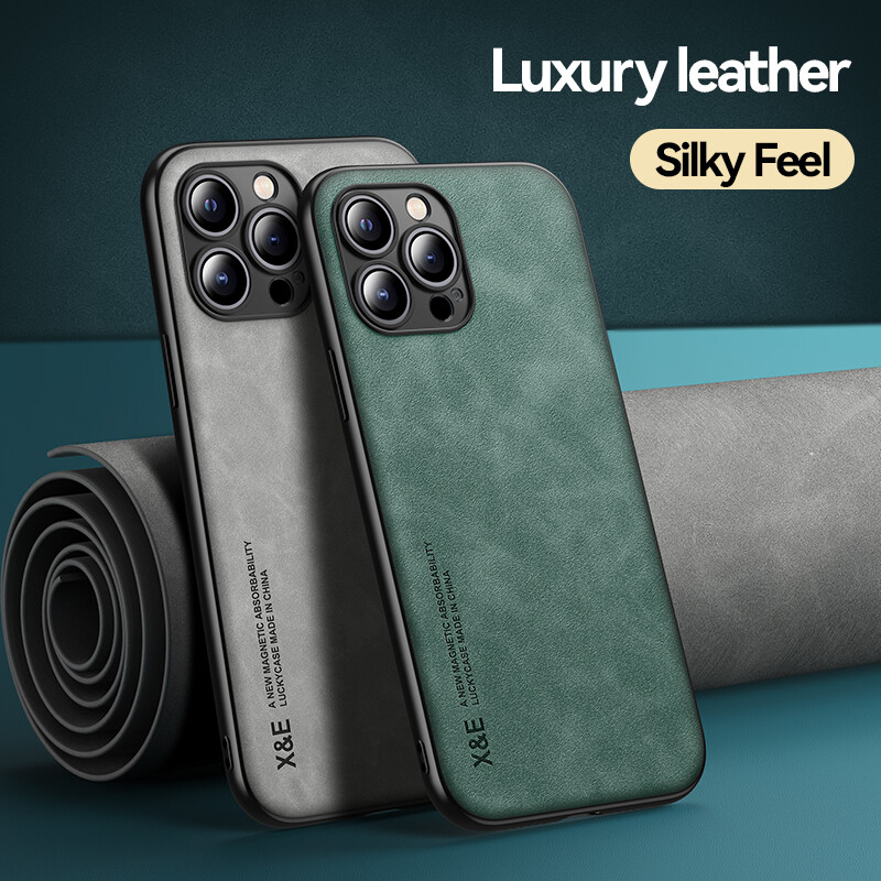 For iPhone 14 15 Pro Max 14 13 12 11 Shockproof Rubber Magnetic Leather Case gallery