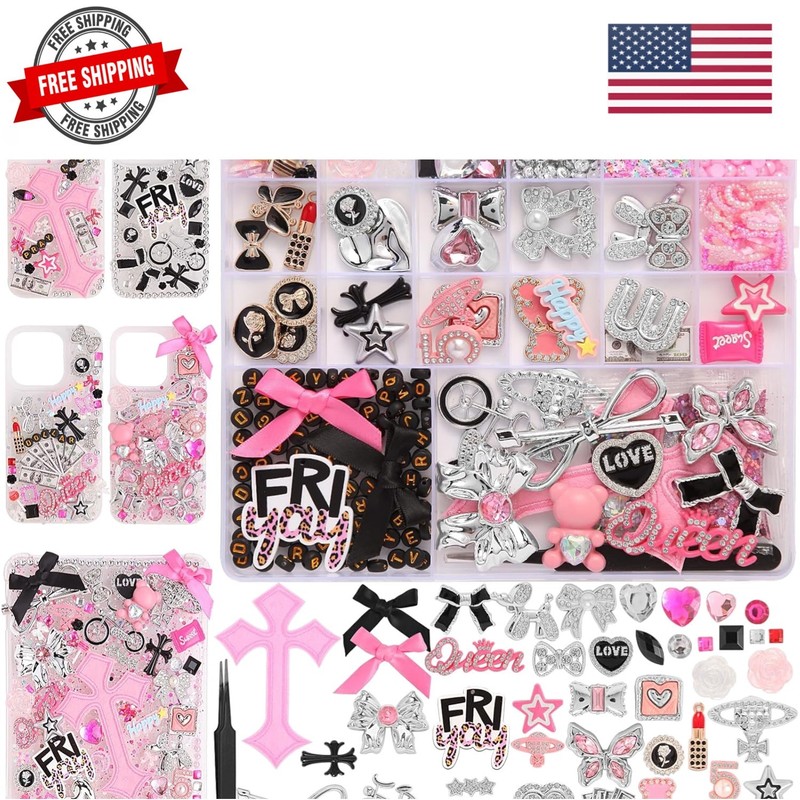 2380 Pcs Junk Phone Case Charms Kit, Charms for Customizing DIY Cases, with N…