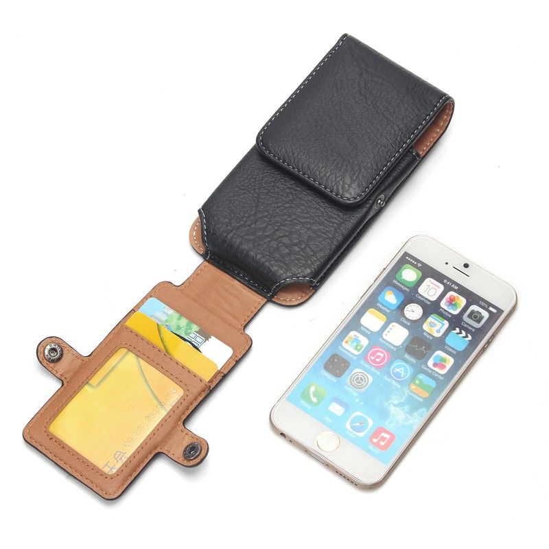 Men's Cell Phone Holster Waist Bag Belt Loop Wallet Case Card Slot PU Leather gallery