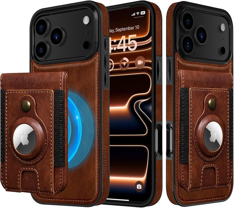 LOHASIC Casefor iPhone 17 Pro , Detachable Leather Wallet Brown