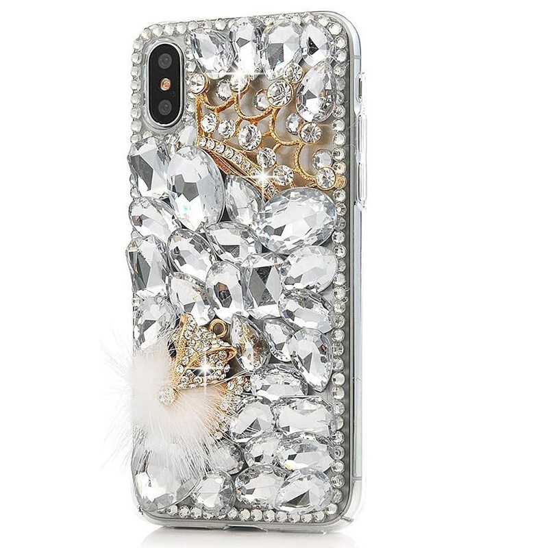 Cute Women/Girl Bling Diamond Rhinestone Silicone Hard Back Phone Case Wristlet gallery