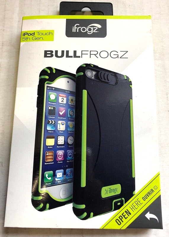 NEW iFrogz Bullfrogz BLACK/GREEN Rugged Grip Case for Apple iPod Touch 5th Gen