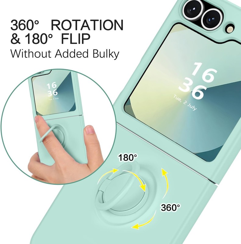 For Samsung Galaxy Z Flip 7 6 5 4 3 Silicone Rubber Bumper Case with Ring Holder gallery