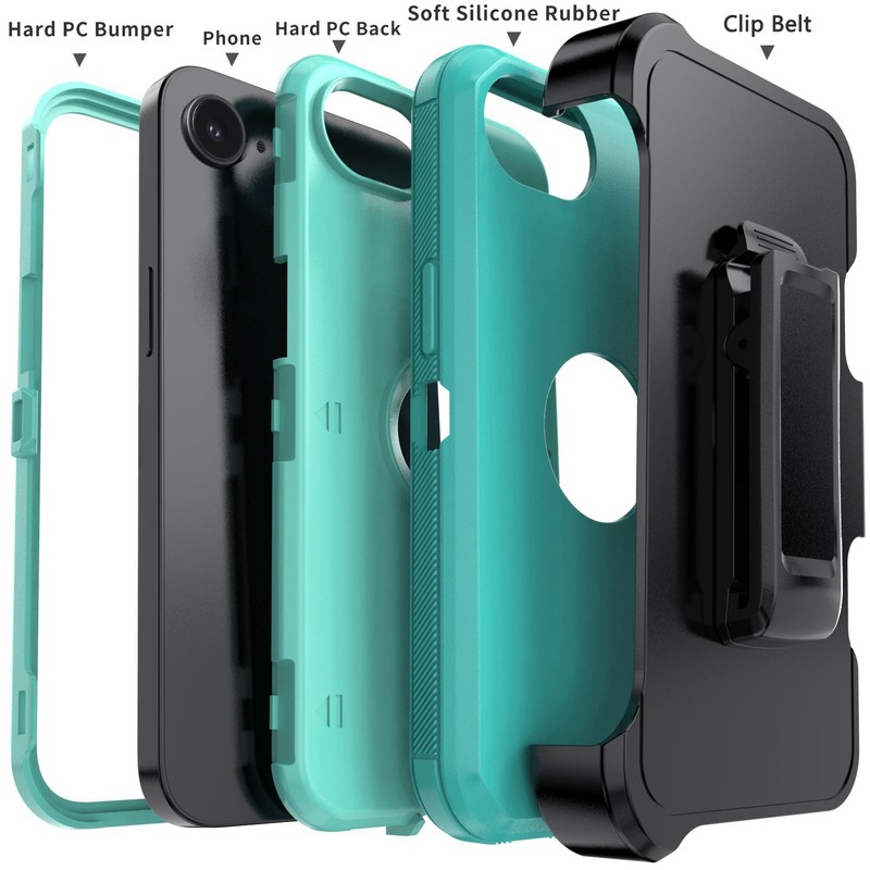 For iPhone 17e 17 Pro Max Air Case, Heavy Duty Rugged 3-Layer Cover / Belt Clip gallery