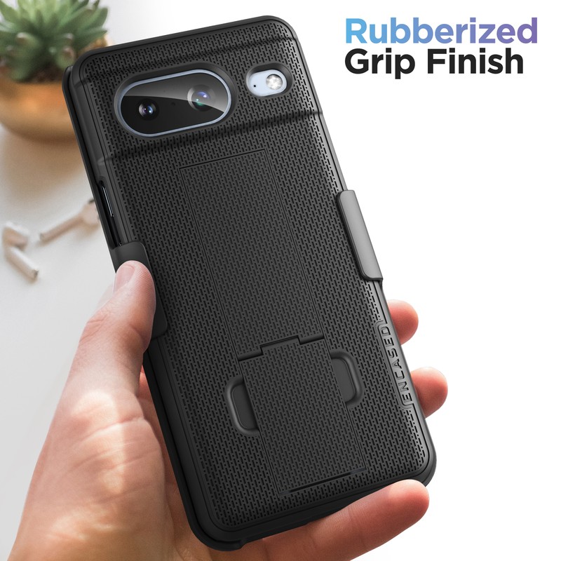 Google Pixel 8 Belt Case with Holster Clip and Phone Kickstand - Black gallery