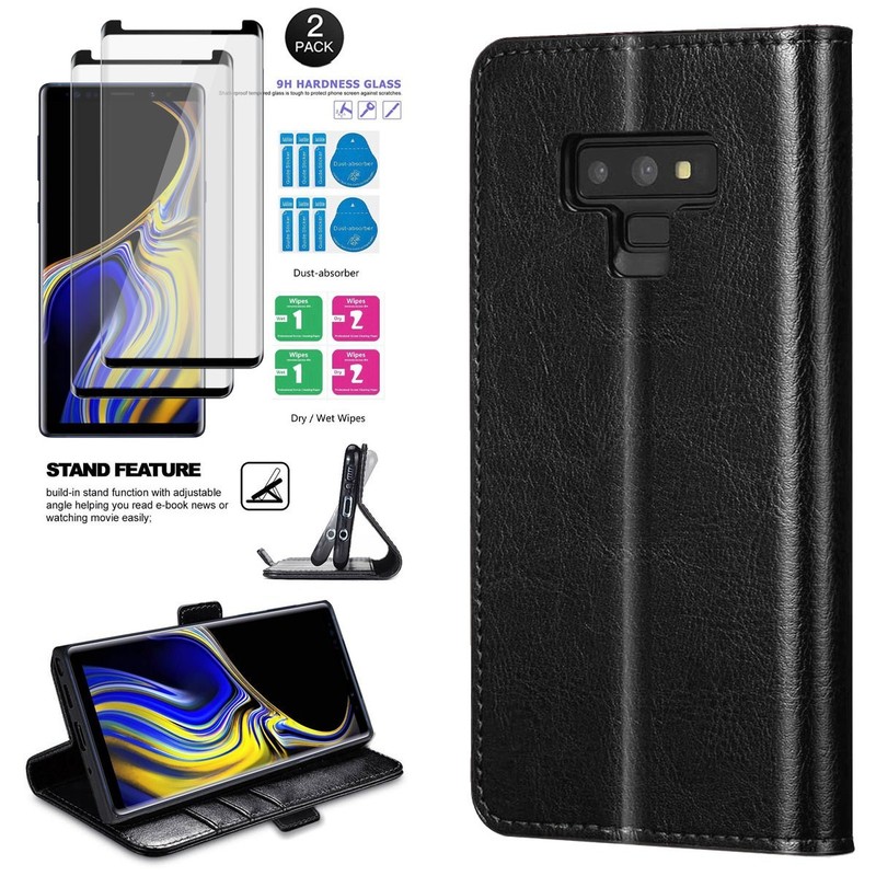 For Samsung Galaxy Note 9 Leather Wallet Case Card Slots Cover Screen Protector