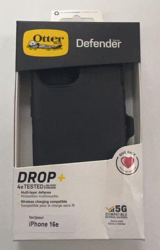 New OtterBox Defender Series Case with Holster Case For iPhone 16E-Black