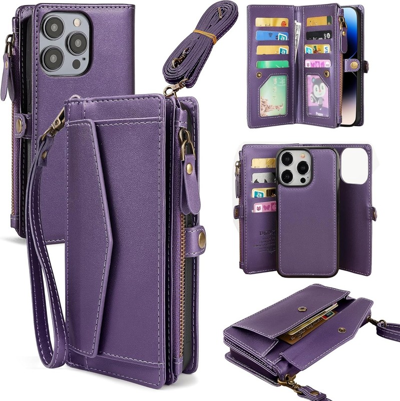 DKDKSIP for iPhone 16 Pro Wallet Case for Women, Support Wireless Charging