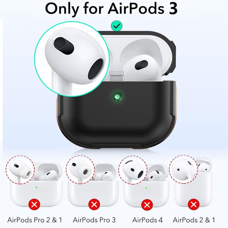 Case For Apple AirPods 3/AirPods 3rd Gen 2021 Rugged Aluminum Rubber Cover +Clip gallery