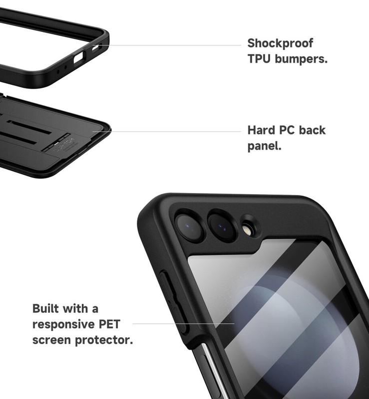 Suritch for Samsung Galaxy Z Flip 5 Case Heavy Duty Rugged Cover with Kickstand gallery