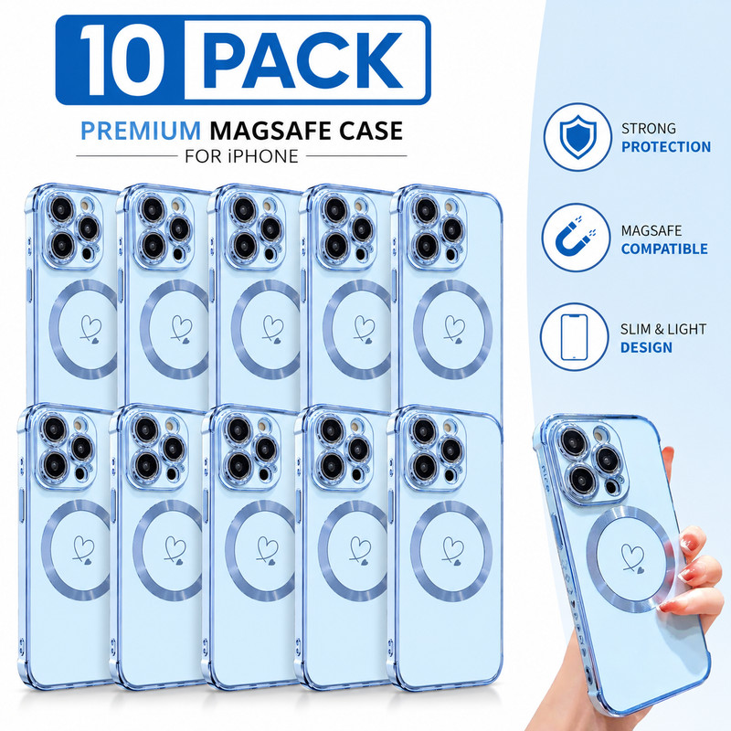 10 pack – iPhone 15 Pro Case 2026 Cute Heart Cover Compatible with Magsafe