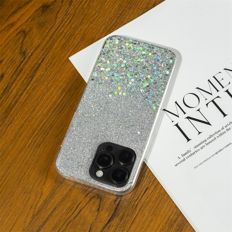 For iPhone 15 Pro Max 14 13 12 XR 7 Fashion Glitter Gradient Soft TPU Phone Case