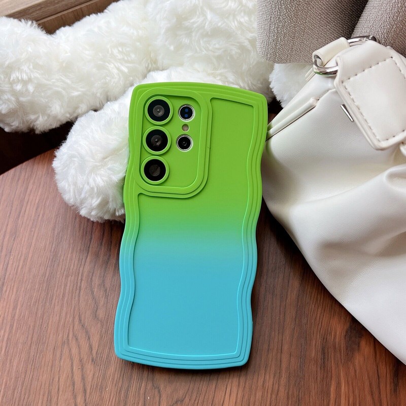 Gradient Cute Curly Wave Shape Bumper Soft Silicone Protective Case For Samsung