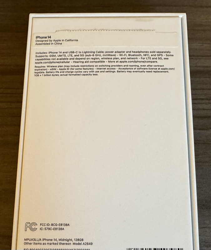 Apple iPhone 14 128GB Midnight EMPTY BOX w/ Booklets, Sticker, Inserts MPUA3LL/A gallery