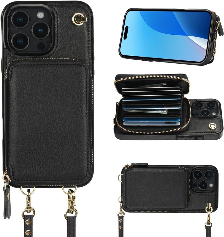 BOCASAL Crossbody Wallet Case for iPhone 16 Pro Max RFID Blocking PU Leather …