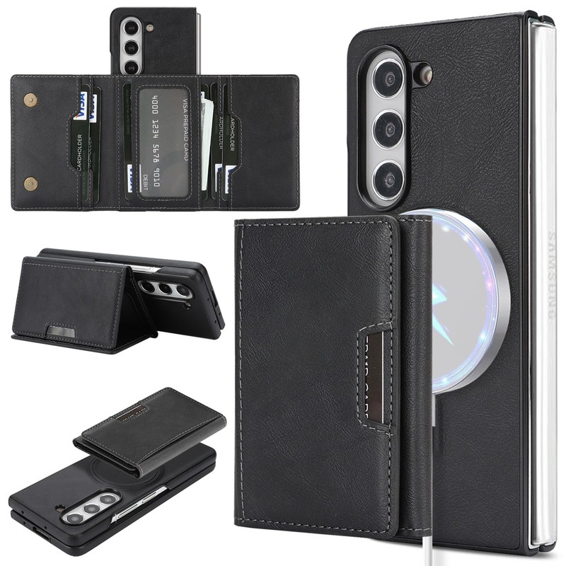 Magnetic Leather Wallet Case with Card Slots For Samsung Galaxy Z Fold 7 6 5 4 3