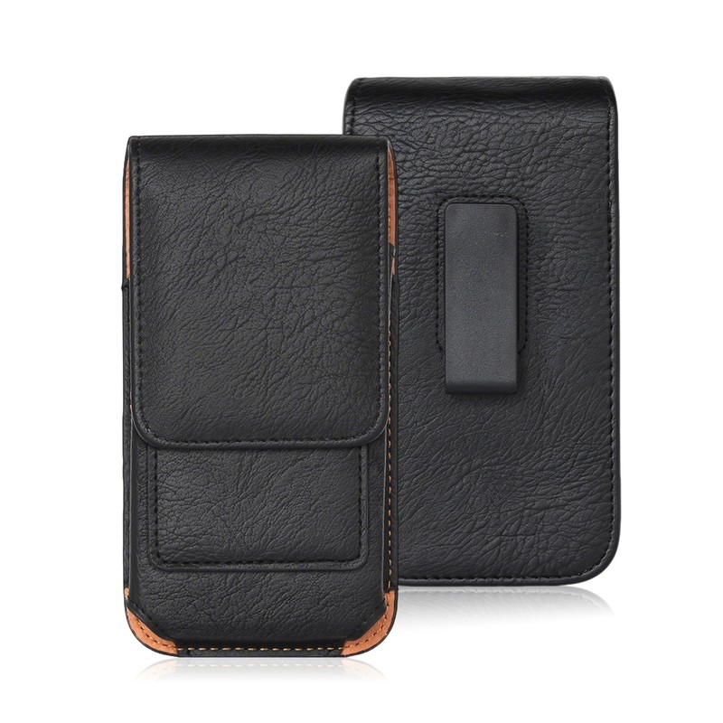 Vertical Cell Phone Pouch Case Waist Holster with Belt Clip Loop Leather Holder gallery