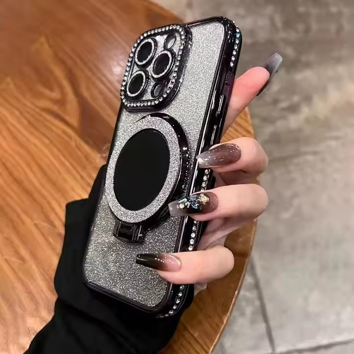 LOT 5 For iPhone 17 Glitter Diamond Magnetic MagSafe KICKSTAND CAMERA LENS Case gallery
