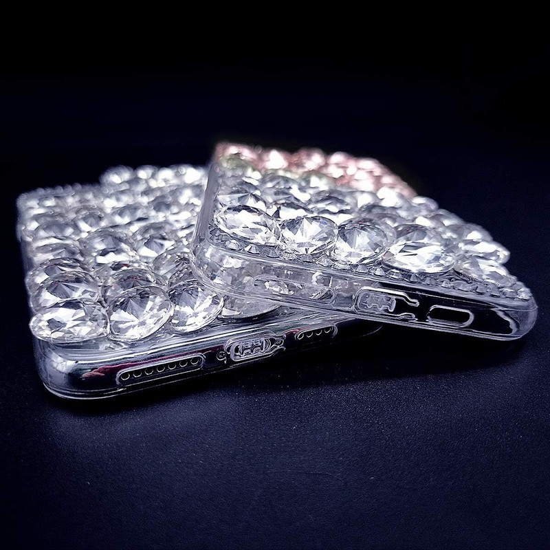Cute Women/Girl Bling Diamond Rhinestone Silicone Hard Back Phone Case Wristlet gallery