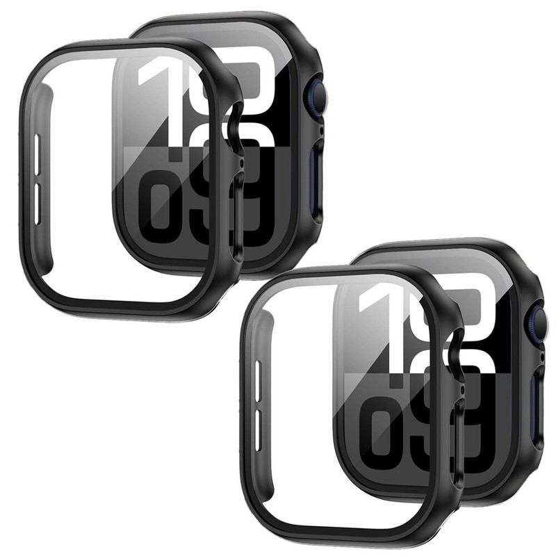 2Pcs for Apple Watch Series 10 Hard Case Full Cover Glass Screen Protector 42 46