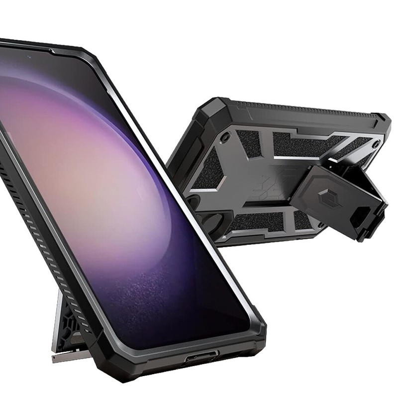 For Galaxy S23 Plus Case Full-Body Rugged Shockproof Cover Metallic Gun Metal