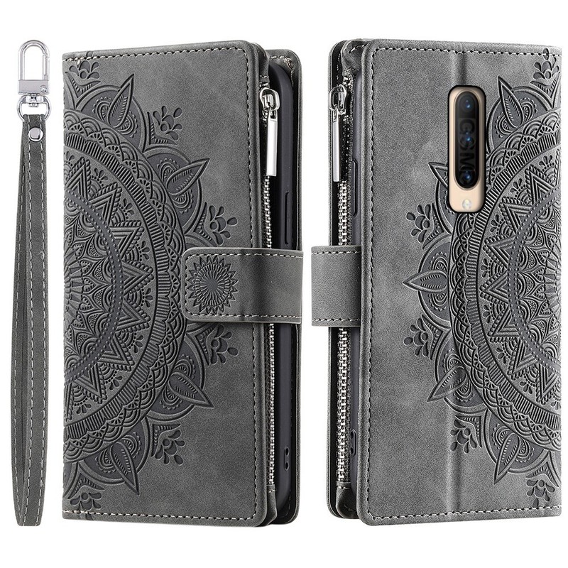 For OnePlus 7 Pro Case Datura Leather Zipper Card Slots Flip Wallet Pocket Cover