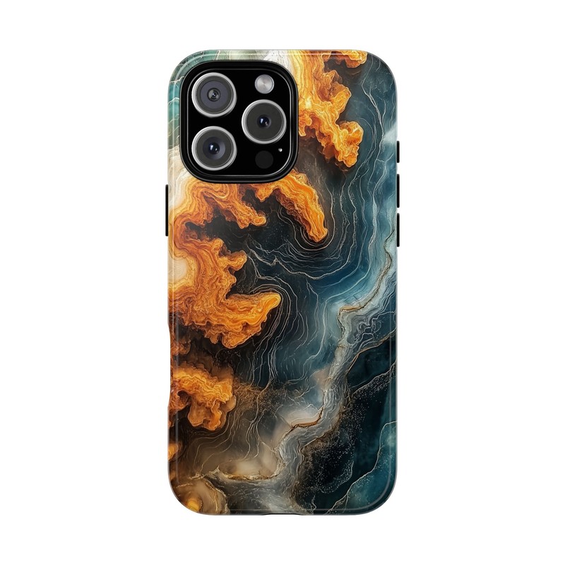 For iPhone/Galaxy/Pixel | Phone Ink Case – Blue Wood Resin Epoxy UV Print