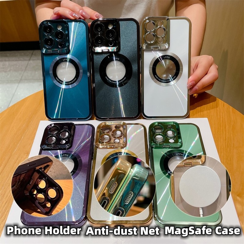 Electroplated Phone Case Luxury Plating CD Pattern Magsafe Bracket Case For IPho gallery
