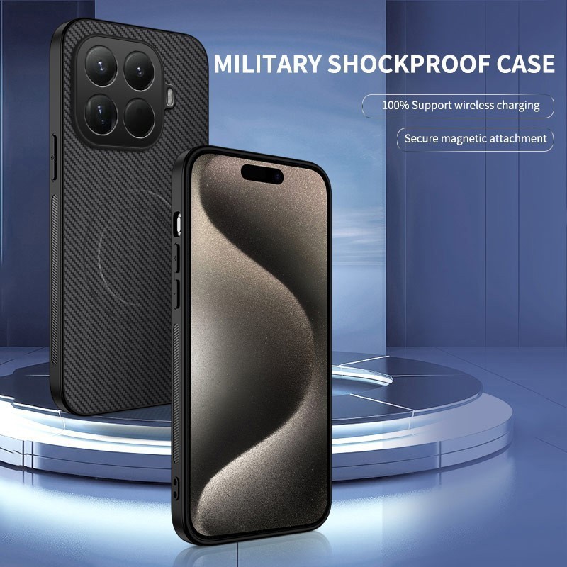 For XiaoMi 15T / 15T Pro, Luxury Business Carbon Fiber Magnetic Soft Cover Case gallery