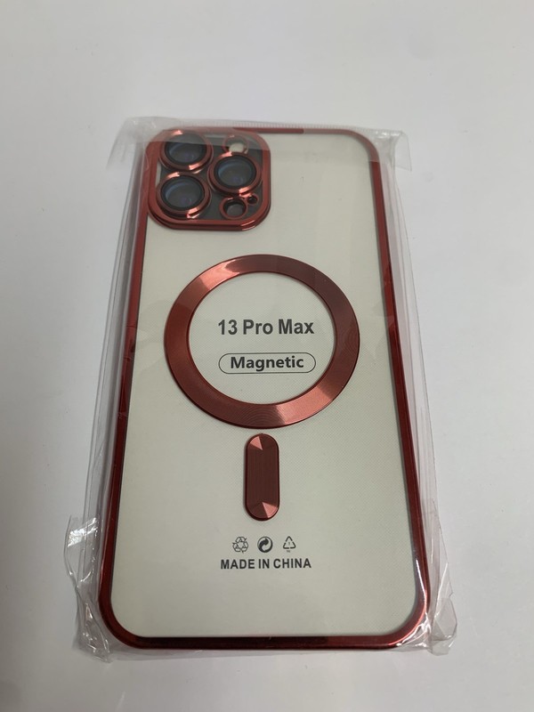 Case For Apple iPhone 13 Pro Max Magnetic Color Red/Clear (#26567)