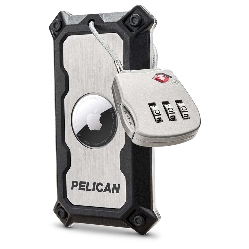 Pelican AirTag Tracker Luggage Lock Brushed Aluminum Brushed Titanium