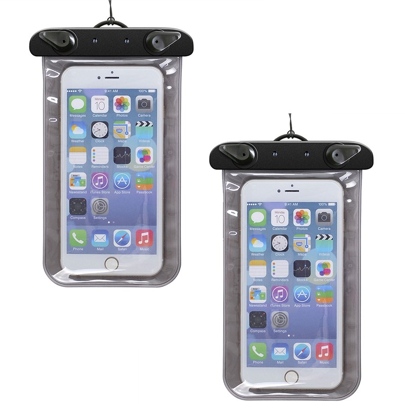 2 Pcs Waterproof Underwater Phone Pouch Bag Pack Case For Cellphone CarKey Watch