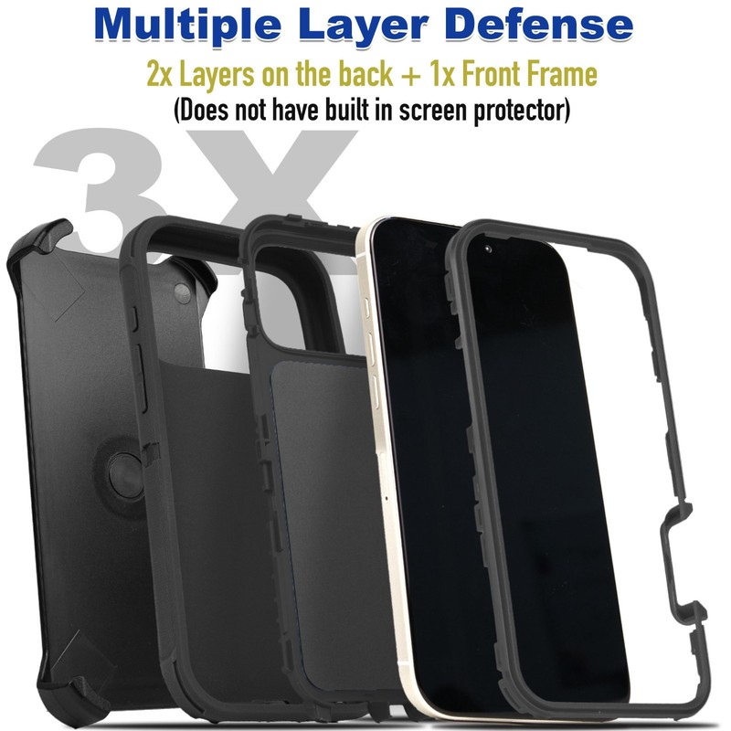 For iPhone 17 Air 16 15 14 Plus Pro Max Case Shockproof Rugged Heavy Duty Clip gallery