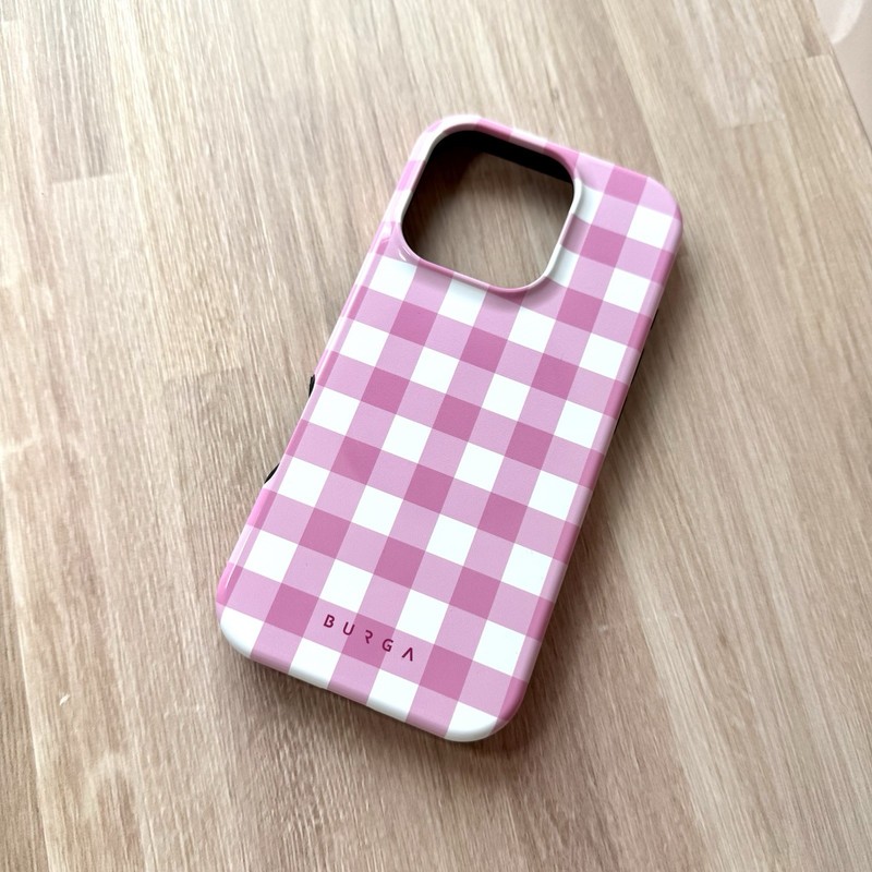 MINT Burga Cell Phone Case iPhone 16 Pro Pink Gingham Checkered Shockproof Slim gallery