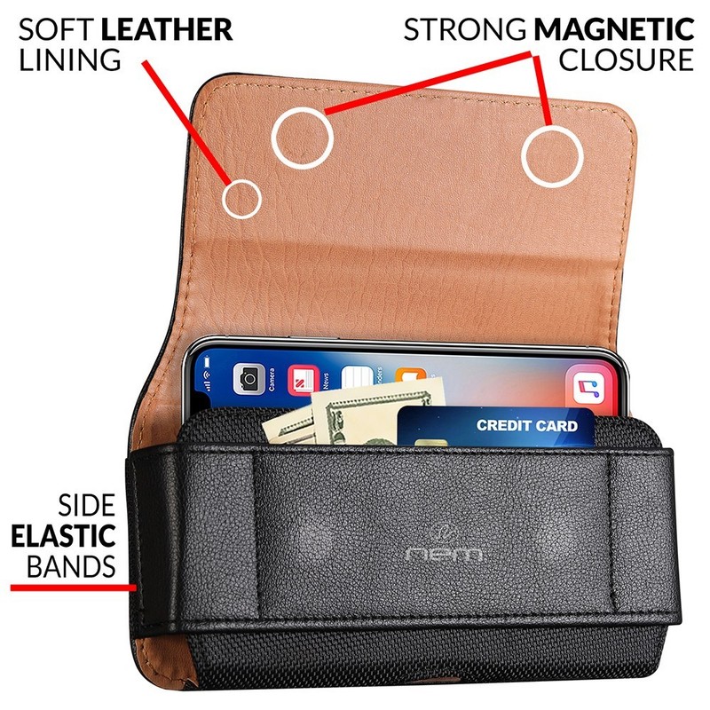 iPhone 16 15 PRO MAX XL BELT CLIP LEATHER HOLSTER POUCH TO FIT HARD CASE On