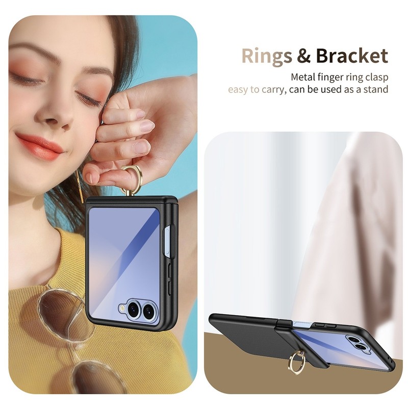 Solid Color Case For Samsung Galaxy Z Flip 7/6/5/4/3 Hinge Ring Holder Cover gallery